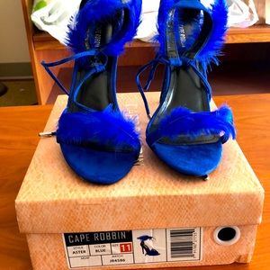 Blue feather heels